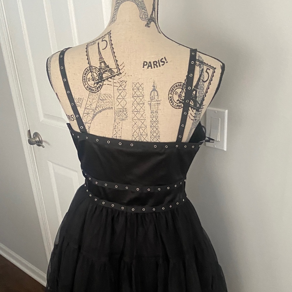 XOXO Black Studded gothic Mini Dress size-7 - Picture 5 of 8
